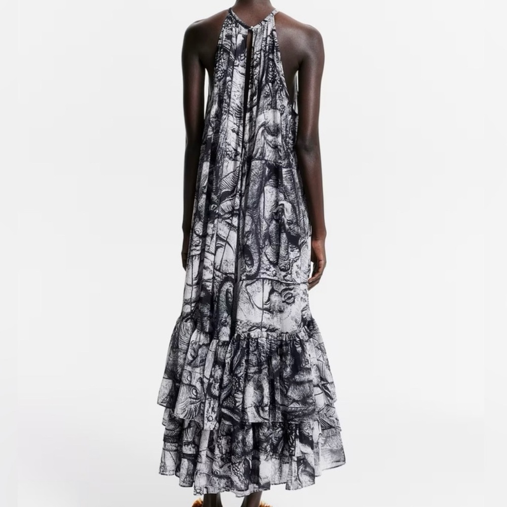 White Lotus for H&M Black + White Floral Dress Caftan NEW!